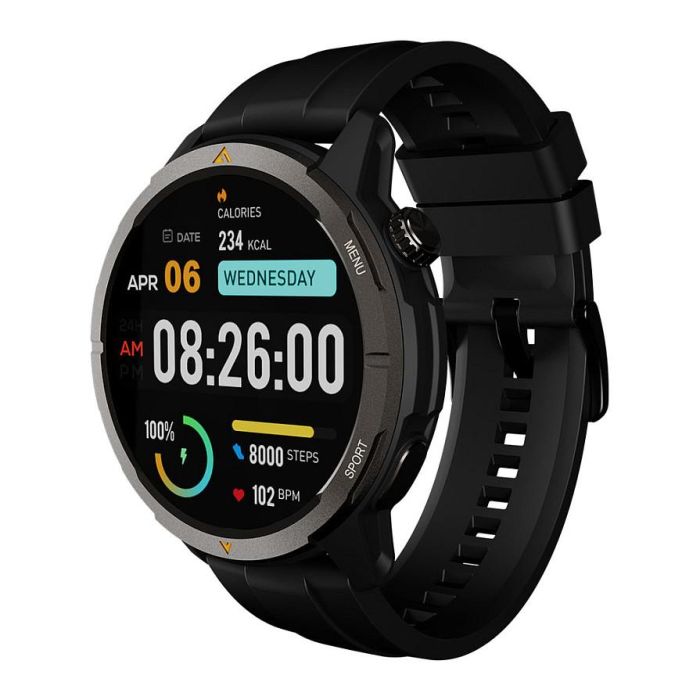 AGM Legion Reloj Inteligente Deportivo con GPS, Pantalla AMOLED Táctil de 1.43", Monitor Cardíaco, Oxígeno en Sangre, Resistente al Agua 5ATM, Negro