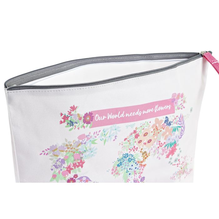 DKD Home Decor Neceser Urban World&flowers Impermeable Azul Rosa 8 x 21 x 33 cm 2