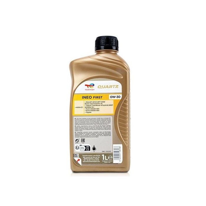 Total ACTOINFRST0W301L Aceite de Motor Ineo First 0W-30 1L Sintético Low Saps Gasolina Diésel PSA B71 2312 JLR STJLR03.5007 1