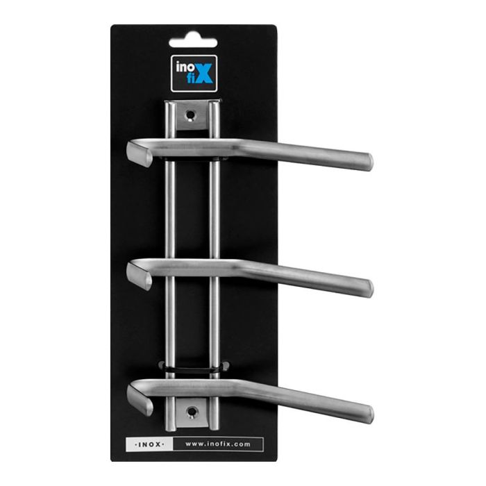 Inofix Colgador de acero inoxidable con 6 ganchos dobles, fijación con tornillos incluidos, color cromado 1 Inofix Colgador de acero inoxidable con 6 ganchos dobles, fijación con tornillos incluidos, color cromado 1