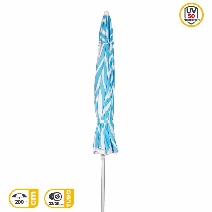 Sombrilla de playa Aktive Azul 200 x 195 x 200 cm (6 Unidades) 4