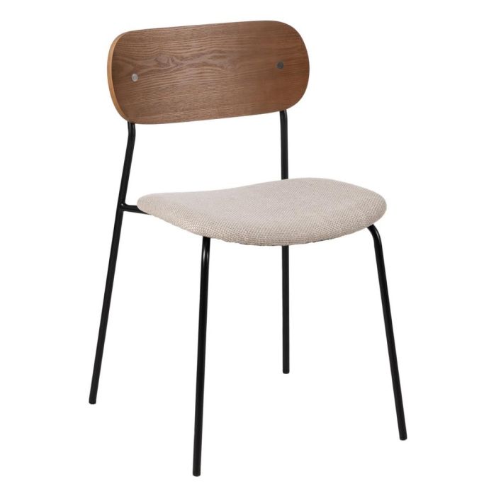 Silla Marrón-Crema Tejido-Metal Salón 49 X 53 X 80 cm