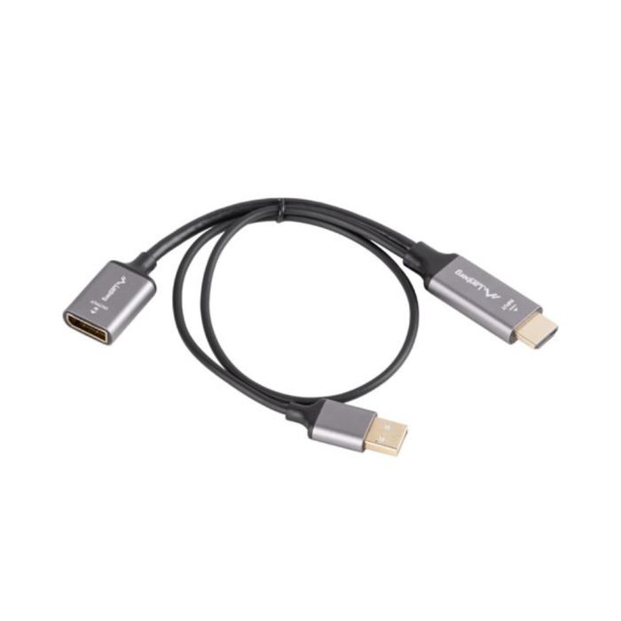 Lanberg Adaptador HDMI 2.0 a DisplayPort 1.2 4K Ultra HD 144Hz Cable 0.2m Plata Contactos Dorados 1