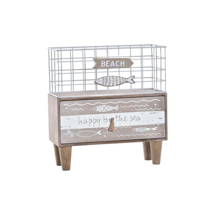 Joyero Mediterraneo DKD Home Decor Marron Blanco 10.5 x 28.5 x 26.5 cm