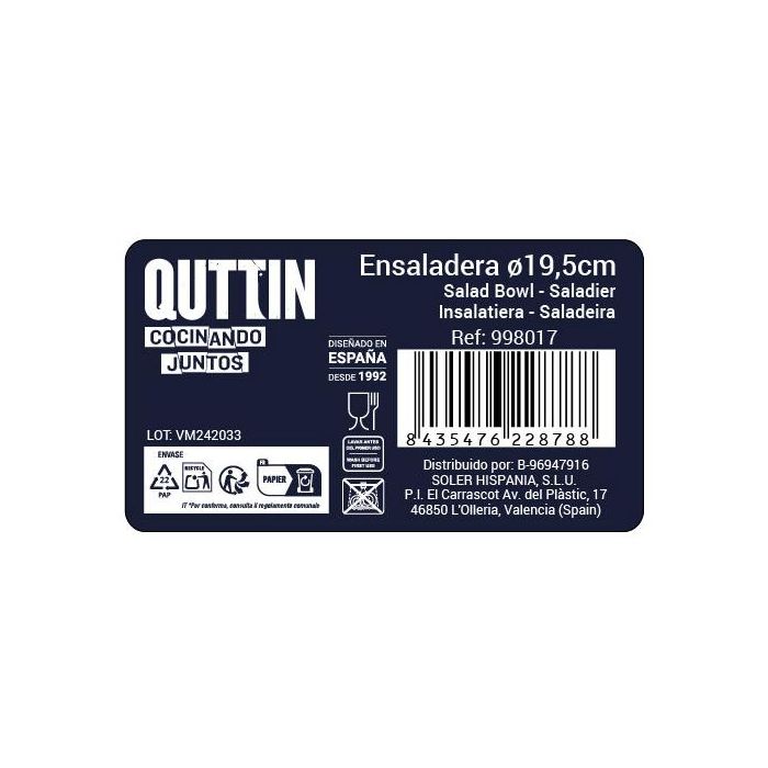 Ensaladera Aperitiva de Acero Inoxidable 19.5 cm Quttin (12 Unidades) 6 Ensaladera Aperitiva de Acero Inoxidable 19.5 cm Quttin (12 Unidades) 6