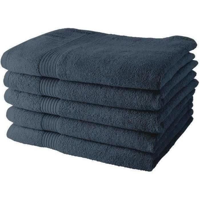 Juego de 5 toallas de baño TODAY 70x130 cm 100% Algodón - Denim Juego de 5 toallas de baño TODAY 70x130 cm 100% Algodón - Denim