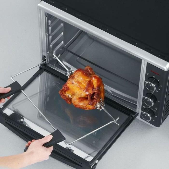 Severin TO2058 Mini Horno de Convección 42 L con Giro y Piedra para Pizza, 1800 W, Temporizador 120 Min, Negro/Acero Inoxidable 3