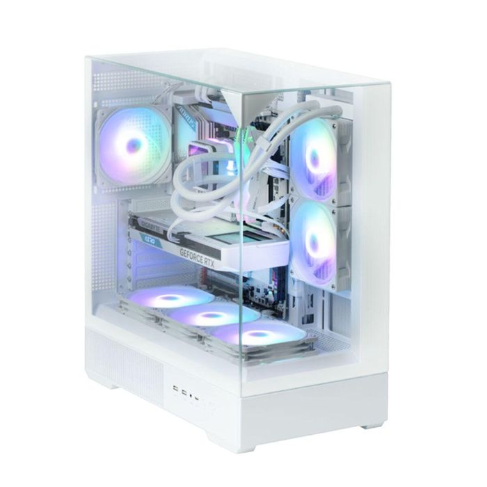 Zalman P40 Prism White Midi Tower PC, Caja de ordenador Blanco, Panel de vidrio templado, Iluminación RGB 12