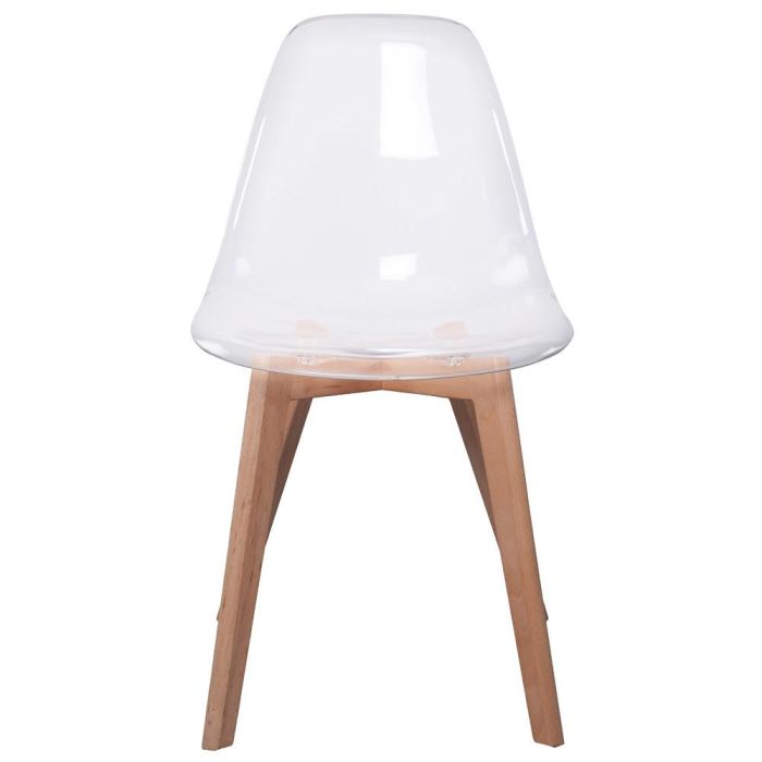 Home Deco Factory Silla Escandinava Transparente Patas Madera Asiento Polipropileno 45x52x83 cm 1