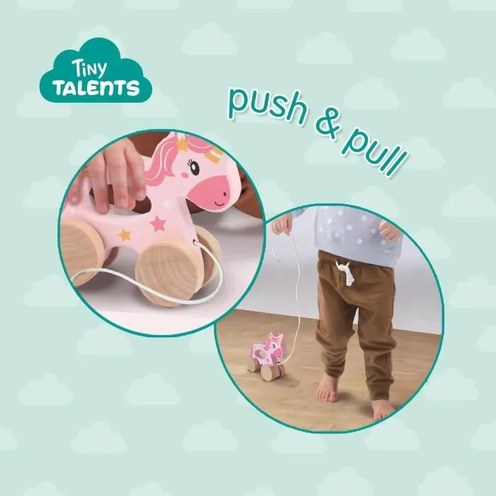 Ses Creative Unicornio de madera 2 en 1 para empujar o tirar Rosa SES8710341131371 3