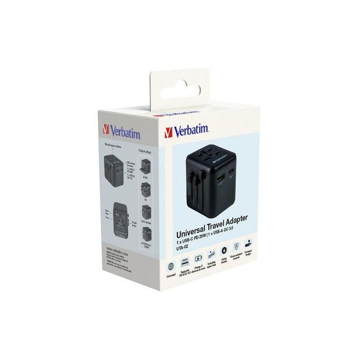 Verbatim Uta-02 Adaptador Universal de Viaje con 1 Puerto USB-C PD 20W y 1 Puerto USB-A QC 18W 7 Verbatim Uta-02 Adaptador Universal de Viaje con 1 Puerto USB-C PD 20W y 1 Puerto USB-A QC 18W 7