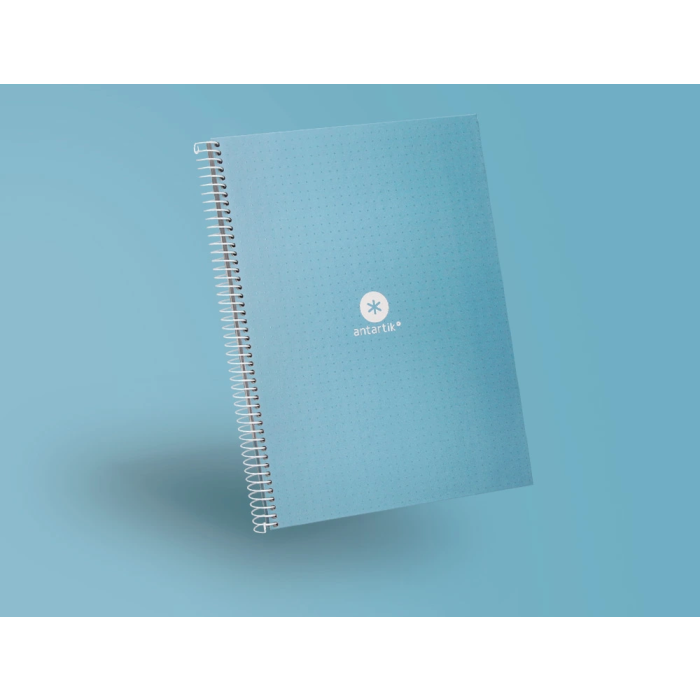 Antartik Cuaderno espiral A4 micro dots tapa forrada 80 hojas 90 gr rayado puntos celeste 9