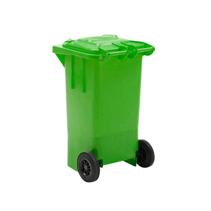 Q-connect Papelera Contenedor Plástico Verde para Envases de Vidrio 100L con Tapa y Ruedas 750x470x370 mm 4