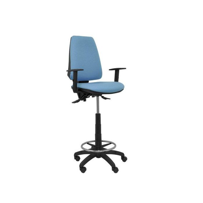 Taburete Piqueras Y Crespo Elche S Brazos Regulables Ergonomico Mecanismo Asincro Regulable En Altura Aro Reposapies Cromado Ruedas Nailon Asiento Y Respaldo Tapizados Bali Azul Cielo
