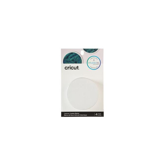 Cricut 2006582 Posavasos Redondo Blanco, Paquete de 4, Diámetro 9.1 cm