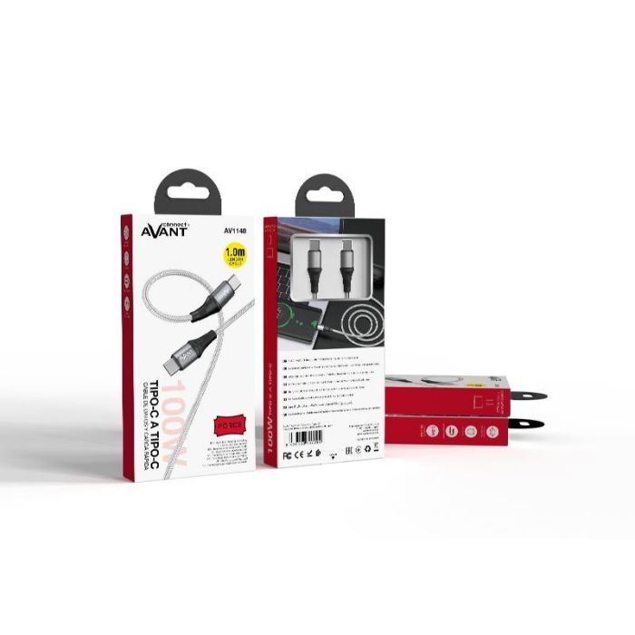 AVANT CONNECT Cable USB-C Trenzado 1m 100W 5A PD Carga Rápida FORCE EDITION