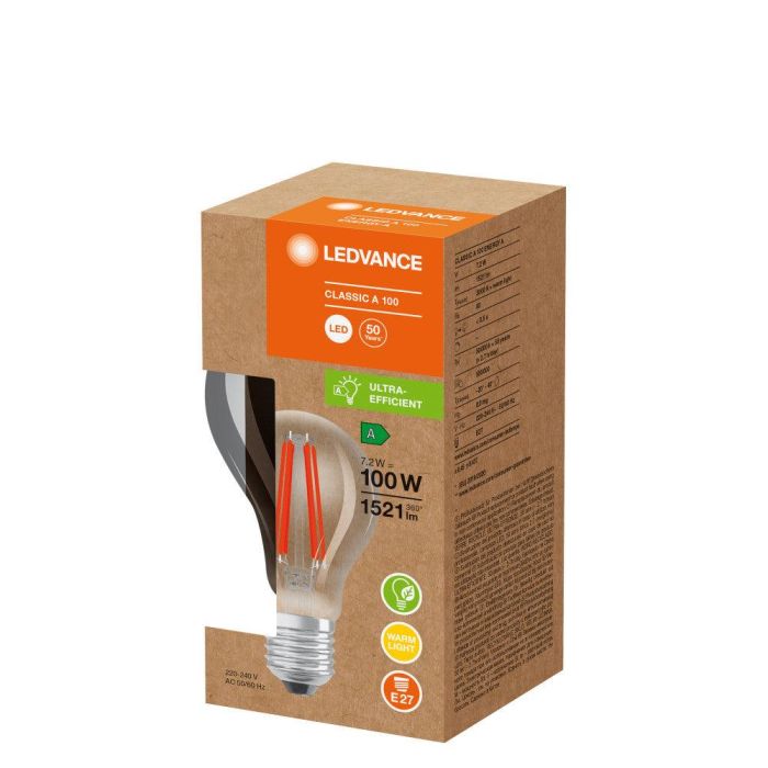 Ledvance/Osram LVE-4099854002861 Bombilla LED Classic Filamento E27 7.2W 1521Lm 3000K Luz Cálida 300° IP20 Larga Vida Útil 1 Ledvance/Osram LVE-4099854002861 Bombilla LED Classic Filamento E27 7.2W 1521Lm 3000K Luz Cálida 300° IP20 Larga Vida Útil 1