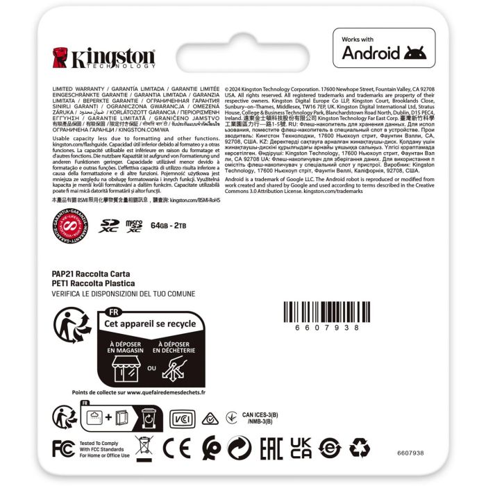 Kingston SDCG4/64GB Tarjeta de Memoria microSDXC Canvas Go! Plus 64GB 200MB/s Lectura Clase 10 U3 V30 A2 para 4K y Gaming con Adaptador 5 Kingston SDCG4/64GB Tarjeta de Memoria microSDXC Canvas Go! Plus 64GB 200MB/s Lectura Clase 10 U3 V30 A2 para 4K y Gaming con Adaptador 5