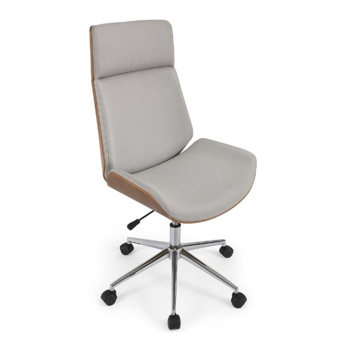 DKD Home Decor Silla de Oficina Moderna Ajustable Cromada PU y Nogal Gris Marrón 65.5x118x60cm Altura Asiento 50.5cm 1 DKD Home Decor Silla de Oficina Moderna Ajustable Cromada PU y Nogal Gris Marrón 65.5x118x60cm Altura Asiento 50.5cm 1