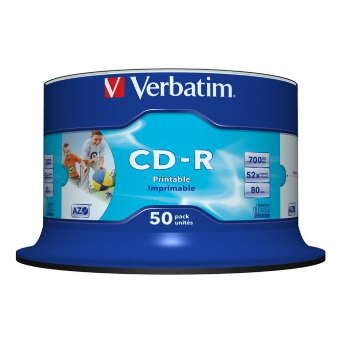 Verbatim Cd-R Azo, 700Mb, 52X, 50 Unidades, Superficie Wide Inkjet Printable 23-118 mm 0 Verbatim Cd-R Azo, 700Mb, 52X, 50 Unidades, Superficie Wide Inkjet Printable 23-118 mm 0