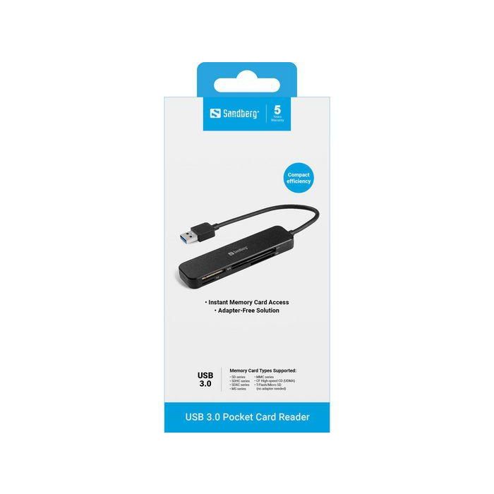 Sandberg USB 3.0 Pocket Card Reader Lector de Tarjetas de Memoria Ultrarrápido 1