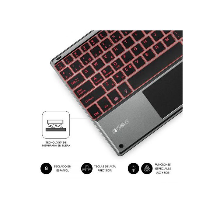 SUBBLIM Teclado Smart Backlit BT Keyboard Touchpad Grey 3 SUBBLIM Teclado Smart Backlit BT Keyboard Touchpad Grey 3