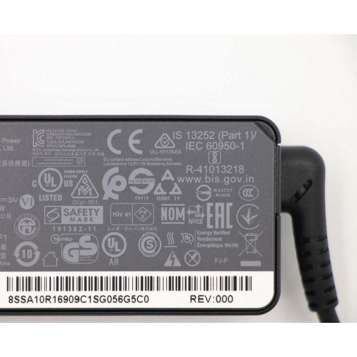 Lenovo Cargador USB-C 45W para Laptops Lenovo, Soporta Voltajes 20V, 15V, 9V, 5V, Adaptador de Corriente Original OEM