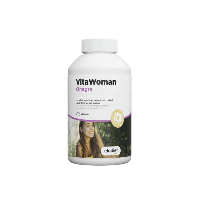 ELADIET Vita Woman Aceite de Onagra 450 Perlas con Vitamina E - Suplemento GLA para Mujer