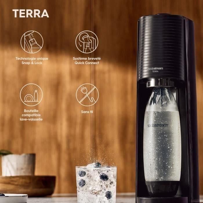 Sodastream TERRANLV Máquina para hacer bebidas carbonatadas TERRA Negra - Incluye 2 botellas LV y 1 cilindro CQC de intercambio 3 Sodastream TERRANLV Máquina para hacer bebidas carbonatadas TERRA Negra - Incluye 2 botellas LV y 1 cilindro CQC de intercambio 3