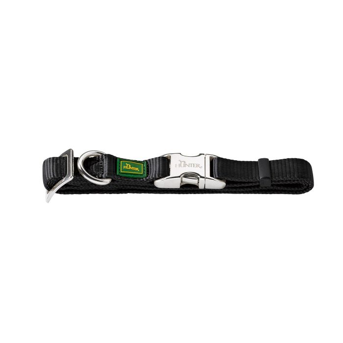 Hunter Collar Vario Basic Alu-Strong para Perro Negro XL, Nylon Suave, Cuello Ajustable 45-65 cm con Cierre ALU-STRONG Resistente.