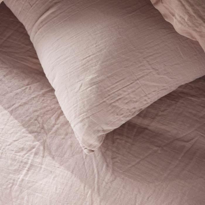 Juego de cama - TODAY - 123332 - 1 persona - 140x200 cm - Gasa de algodón lisa - Rosa arena 1