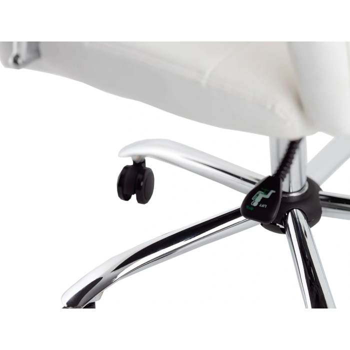 Q-connect Silla de Dirección Piav Simil Piel Base Metálica Ruedas Premium Color Blanco Altura Máxima 1250 mm, Anchura 610 mm, Profundidad 700 mm 7