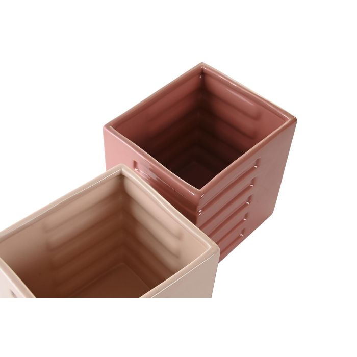 DKD Home Decor Macetero Urban Rosa Terracota Dolomita 12 x 15 x 15 cm (12 Unidades) 2