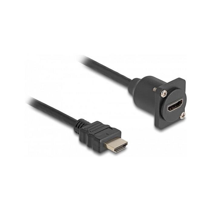 DeLOCK D-Typ Cable HDMI Macho a Hembra 20 cm Negro, Conectores HDMI Tipo A Estándar, 3840x2160, HDCP 1