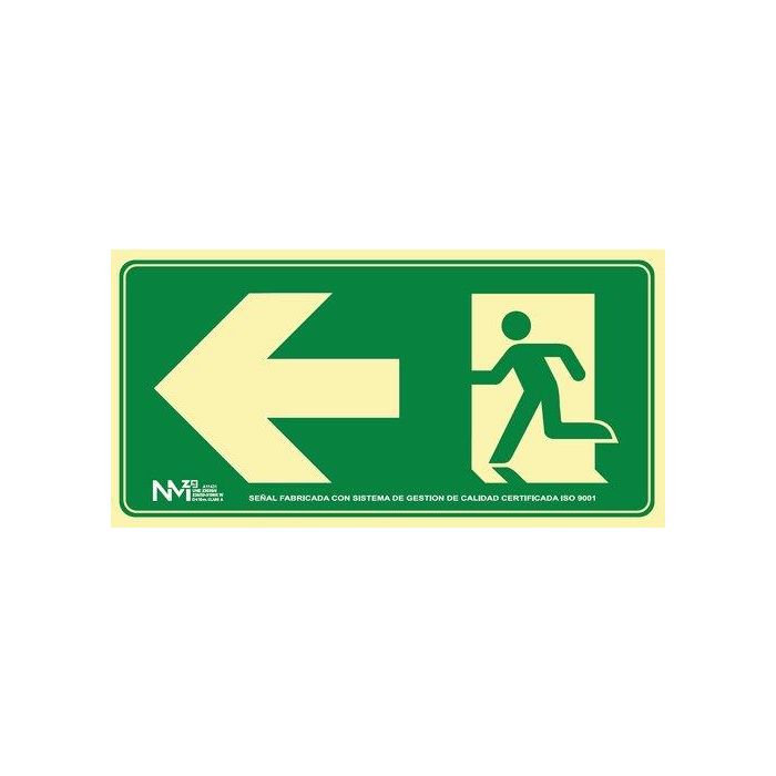 Archivo 2000 Señal "Salida De Emergencia Izquierda" 160x320 Pvc Verde