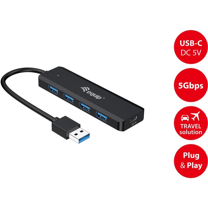 EQUIP HUB USB LIFE A 4 PUERTOS USB 3.2 INCLUYE ADAPTADOR USB-C 5