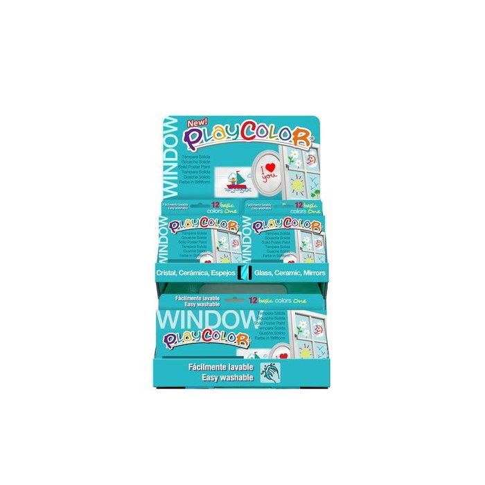 Tempera Instant Solida Playcolor One Window 10Gr. Expositor De 144 (12 Estuches De 6 Colores Y 6 Estuches De 12 Colores)