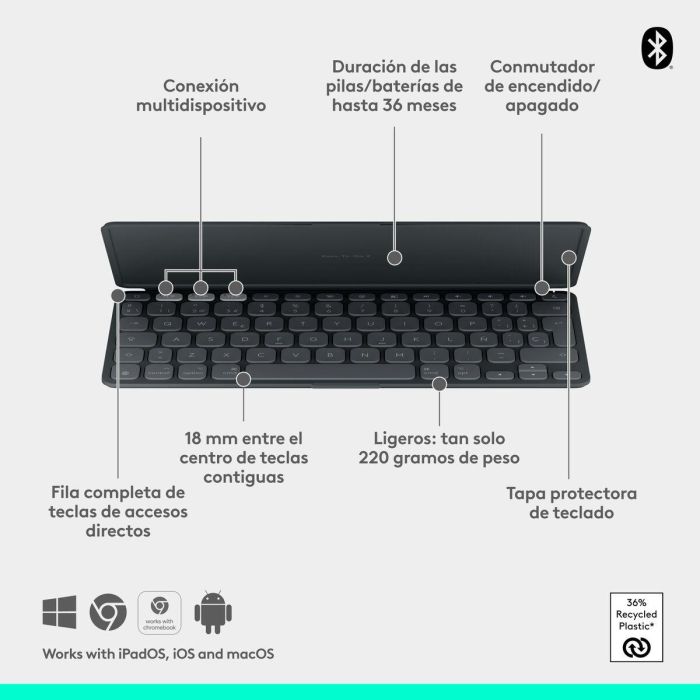 Teclado Bluetooth Logitech 920-013010 Grafito 11