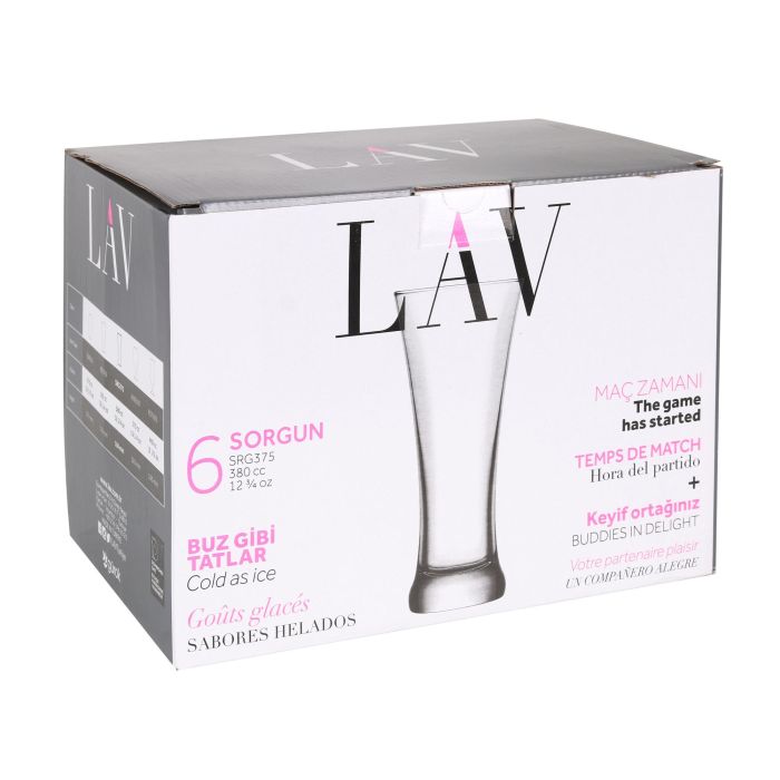 Set de 6 vasos para cerveza 380 cc marca Lav (4 Cajas) 8 Set de 6 vasos para cerveza 380 cc marca Lav (4 Cajas) 8