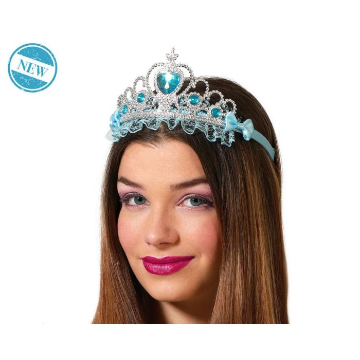 Tiara Princesa Brillantes Azul Mujer Adulto