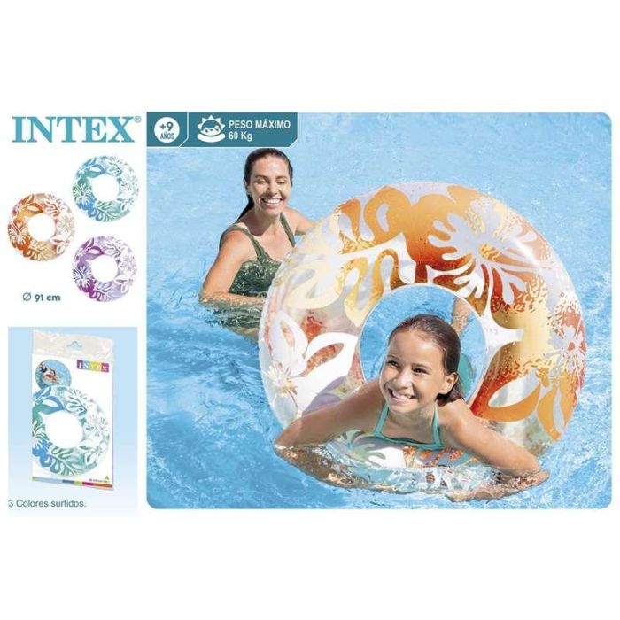 Intex Flotador Rueda Flores 91 cm para Niños (+9 años) - 3 Colores Surtidos PVC 1