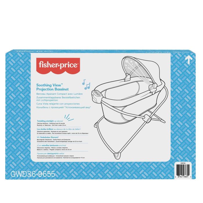 Fisher-Price Cuna Moisés Plegable Con Proyecciones GWD36 Mattel para Bebés +0 Meses 4