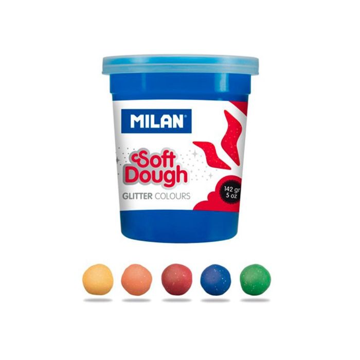 Pasta Milan Para Modelar Soft Dough Glitter Caja De 5 Botes Colores Surtidos 142 gr 3