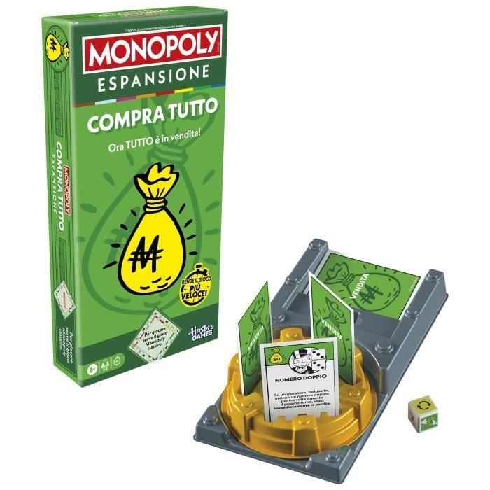 Expansión Monopoly Todo está en venta, hace que el clásico juego Monopoly sea más divertido y rápido, Juegos de mesa, 2-6 jugadores, 40 1