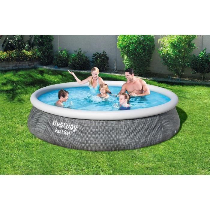 Bestway Piscina Hinchable Adulto Aro Ratan con Depurador 396x84 cm Jardin 57376