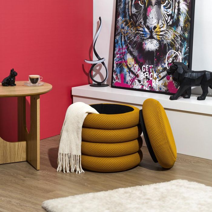 Home Deco Factory Puf Almacenaje Atom Mostaza d.37 cm h.42 cm 5
