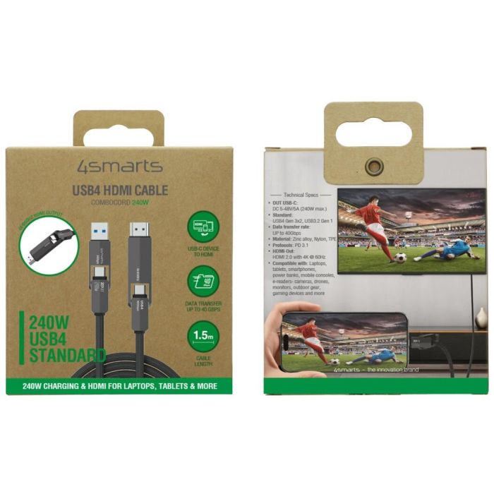 4smarts USB4 HDMI Kabel ComboCord 240W 1.5m 2