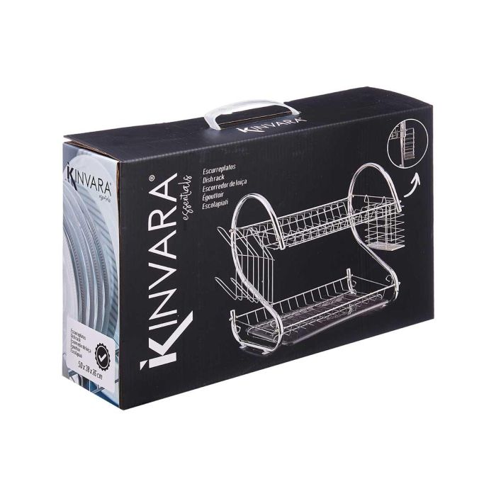 Escurreplatos Kinvara 2 pisos cromado gris 41x26.5x11.5 cm (6 Unidades) 2 Escurreplatos Kinvara 2 pisos cromado gris 41x26.5x11.5 cm (6 Unidades) 2