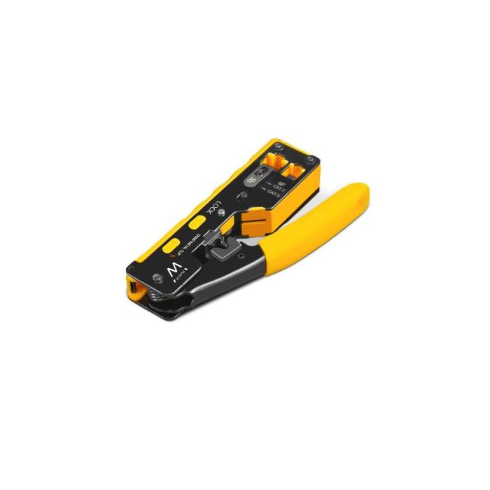 Ewent EW9006 Crimpadora para RJ-11, RJ-12, RJ-45, Herramienta para prensar, Negro/Amarillo