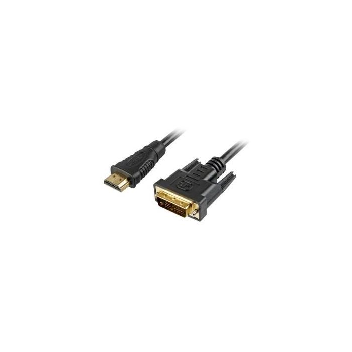 Sharkoon Cable HDMI a DVI-D (24+1) Macho/Macho 5m Negro - Soporta 1080p Full HD (1920x1080)